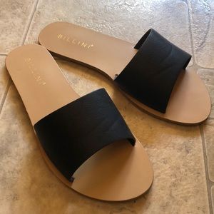 Black Billini faux leather slide